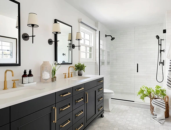 Mocksville NC bathroom remodelers creating modern, functional spaces with custom vanities, showers, and lighting.